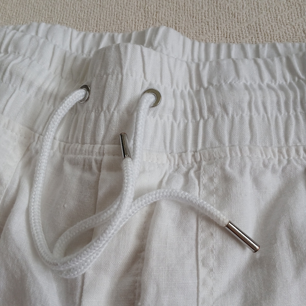 Athleta Cabo White Linen Joggers - Size 6 - Picture 4 of 9